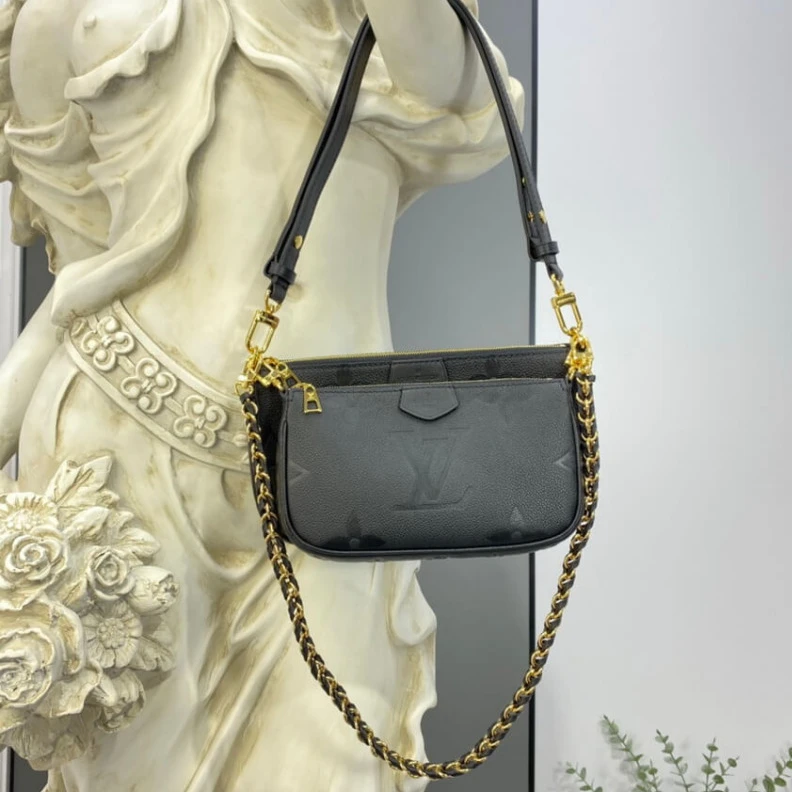 Louis vuitton locations Chain:Rem Louis Vuitton Monogram Empreinte Multi Pochette Accessoires Black
