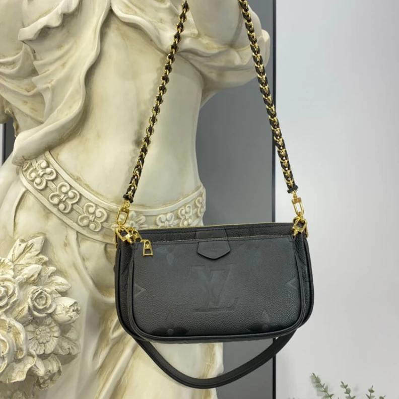 Louis vuitton locations Chain:Rem Louis Vuitton Monogram Empreinte Multi Pochette Accessoires Black