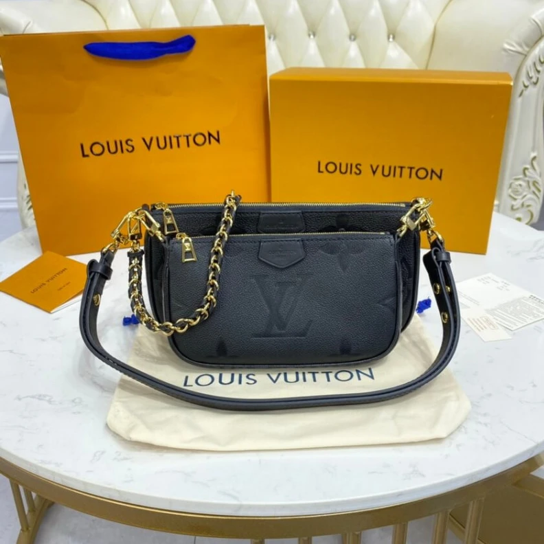 Louis vuitton locations Chain:Rem Louis Vuitton Monogram Empreinte Multi Pochette Accessoires Black