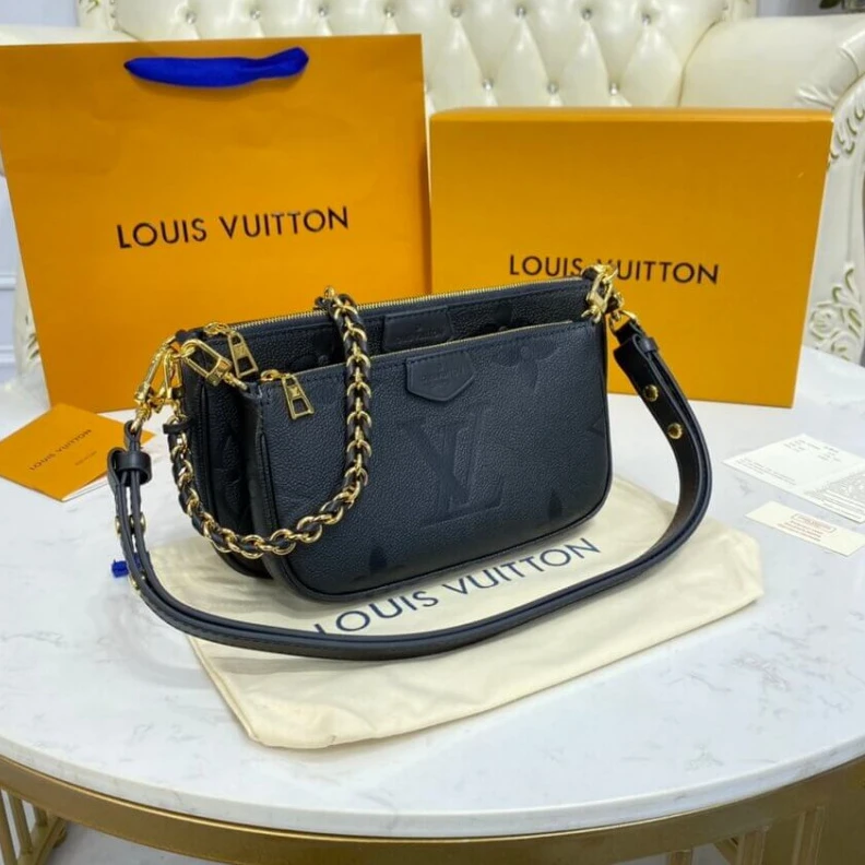 Louis vuitton locations Chain:Rem Louis Vuitton Monogram Empreinte Multi Pochette Accessoires Black