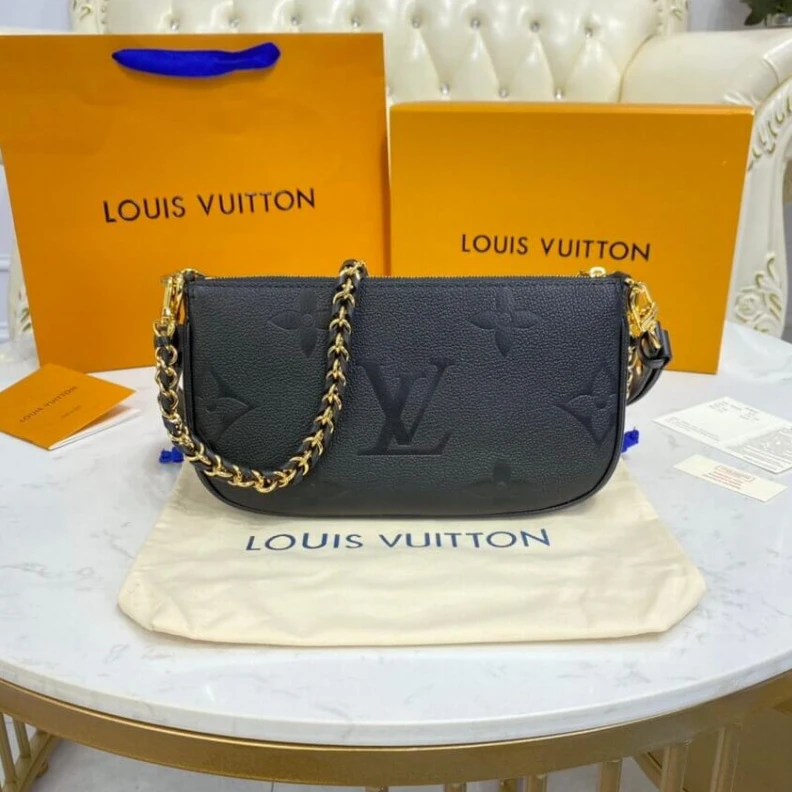 Louis vuitton locations Chain:Rem Louis Vuitton Monogram Empreinte Multi Pochette Accessoires Black
