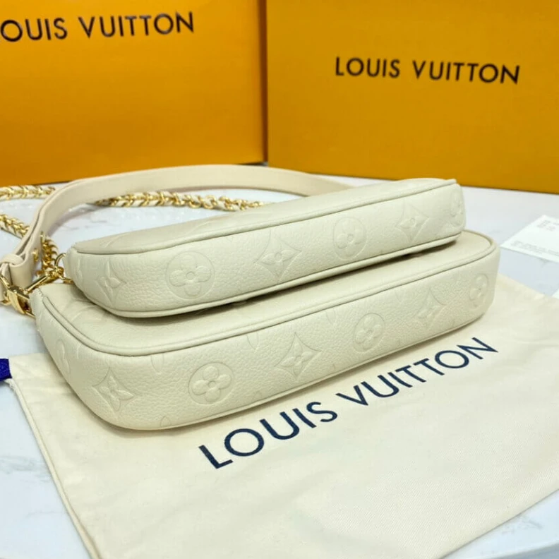 Replica bag Chain dro Louis Vuitton Monogram Empreinte Multi Pochette Accessoires Cream