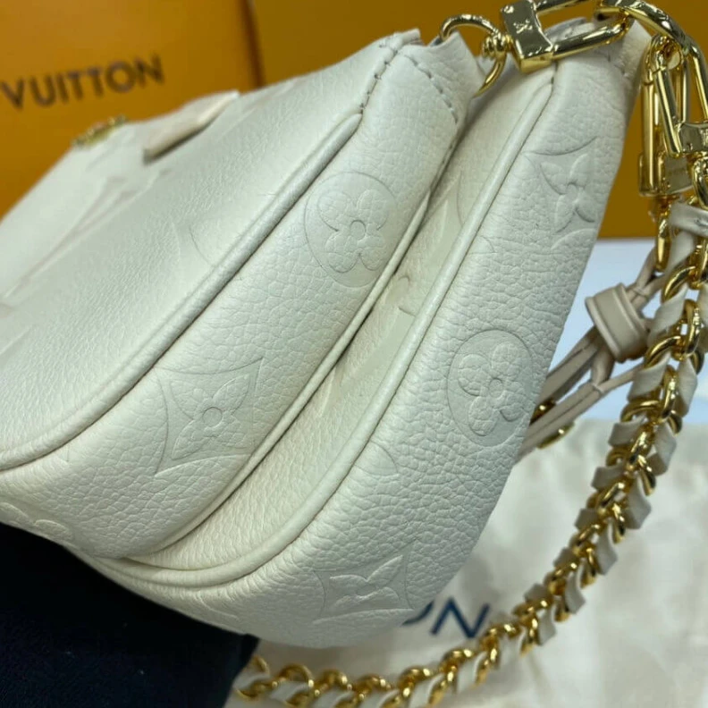 Replica bag Chain dro Louis Vuitton Monogram Empreinte Multi Pochette Accessoires Cream