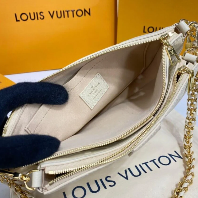 Replica bag Chain dro Louis Vuitton Monogram Empreinte Multi Pochette Accessoires Cream