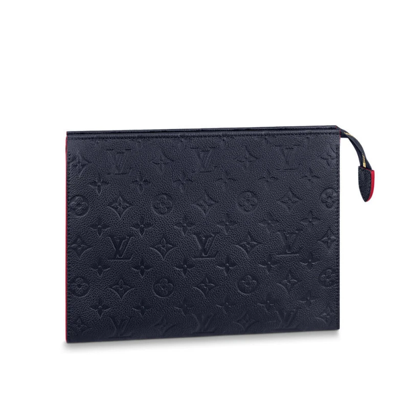 The Poche Louis Vuitton Monogram Empreinte Pochette Toilette 26 Navy Blue Red