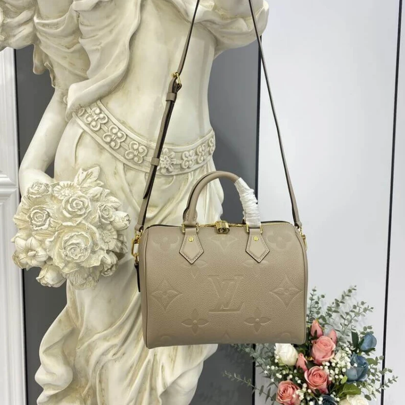 Mythick ru Inside fl Louis Vuitton Monogram Empreinte Speedy Bandouliere 25 Tourterelle