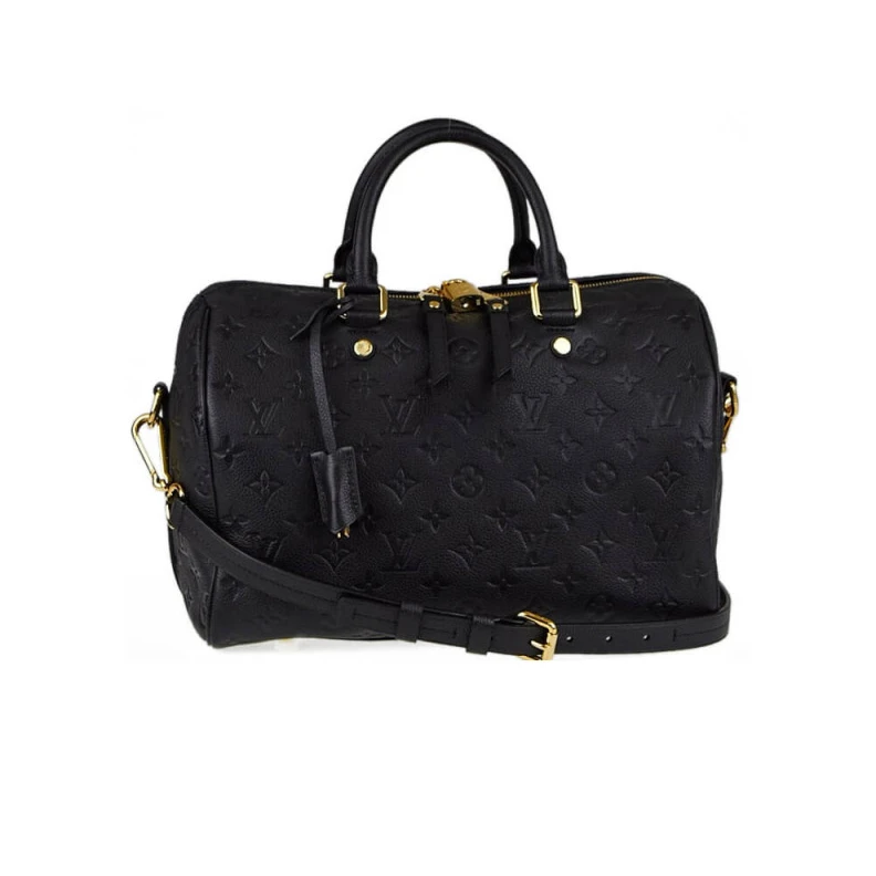 This stunn Louis Vuitton Monogram Empreinte Speedy Bandouliere 30 Black