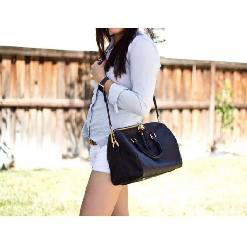 Replica bags lv This stunn Louis Vuitton Monogram Empreinte Speedy Bandouliere 30 Black