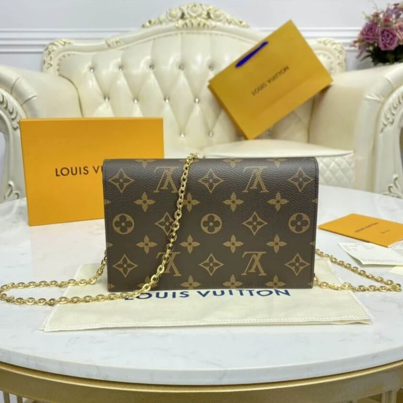 Mythick Chain: Re LV Monogram Flore Chain Wallet Fuchsia