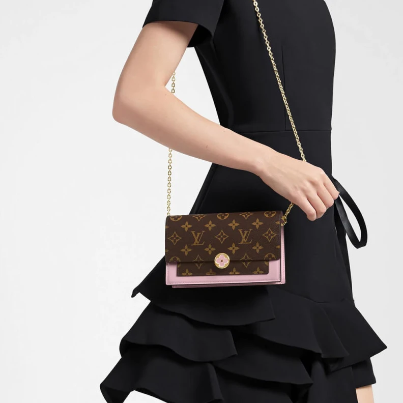 Mythick ru Chain: Re LV Monogram Flore Chain Wallet Pink