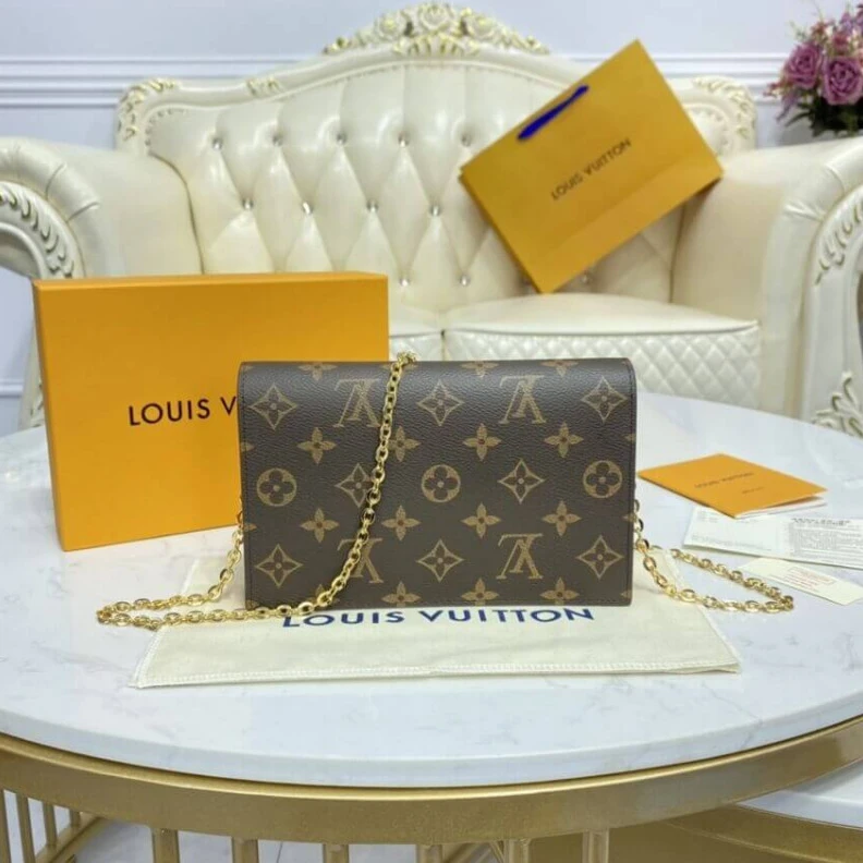 Mythick ru Chain: Re LV Monogram Flore Chain Wallet Pink