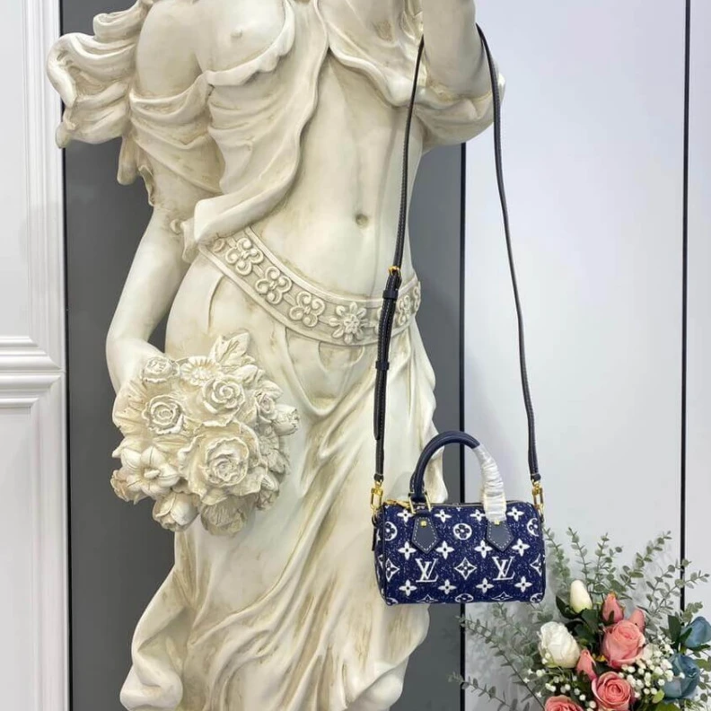 Top lv Louis Vuitton Monogram Jacquard Denim Nano Speedy Blue