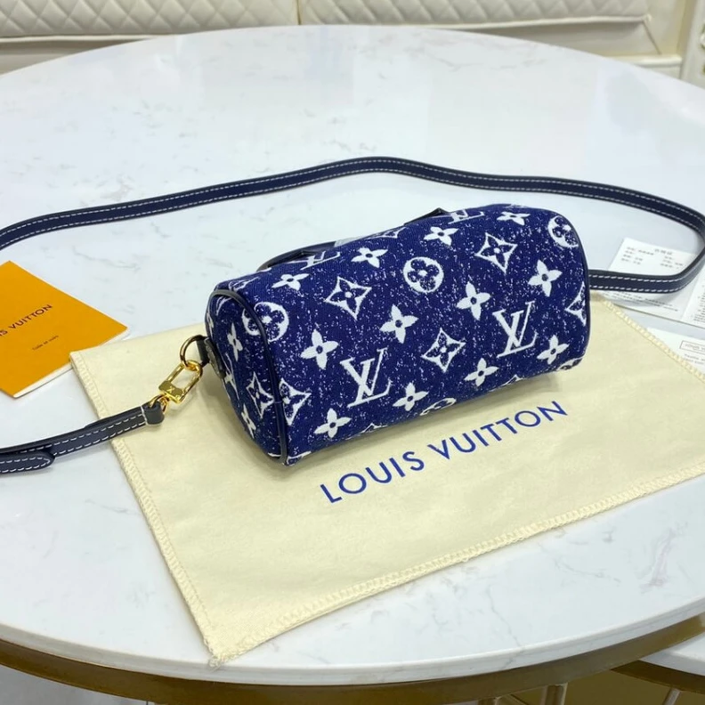 Top lv Louis Vuitton Monogram Jacquard Denim Nano Speedy Blue