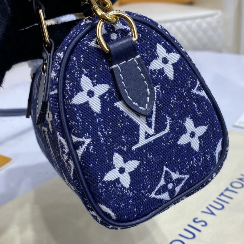 Top lv Louis Vuitton Monogram Jacquard Denim Nano Speedy Blue