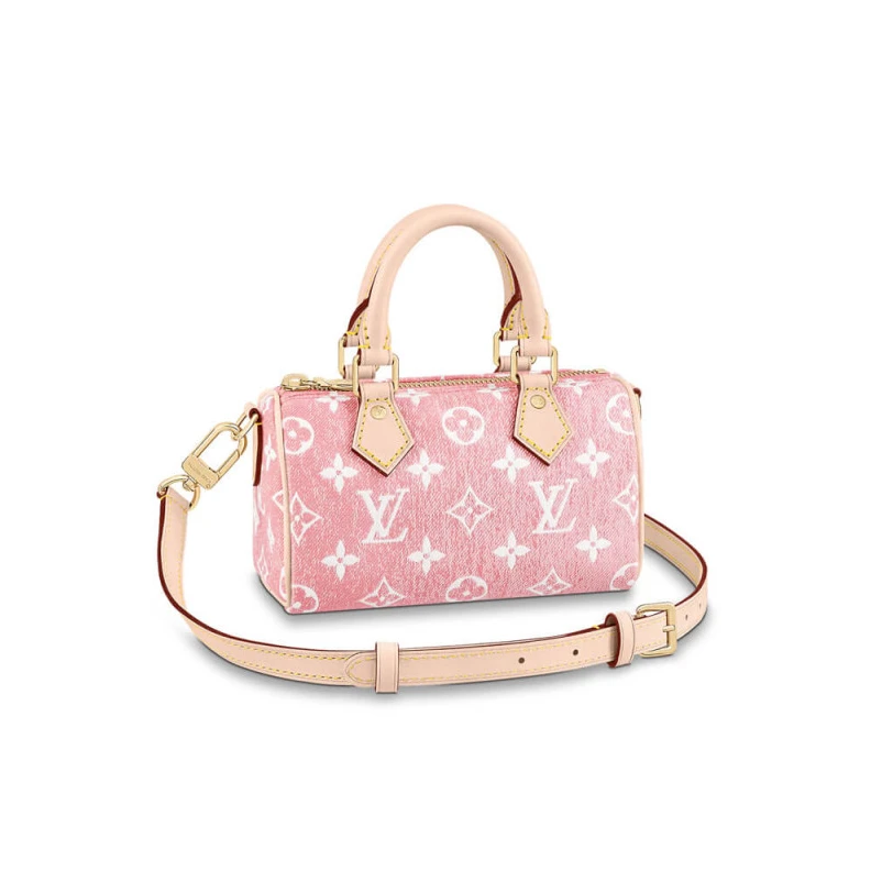 Strap dro Louis Vuitton Monogram Jacquard Denim Nano Speedy Pink