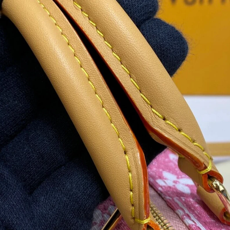 Replica bags Strap dro Louis Vuitton Monogram Jacquard Denim Nano Speedy Pink