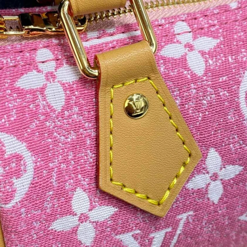 Replica bags Strap dro Louis Vuitton Monogram Jacquard Denim Nano Speedy Pink