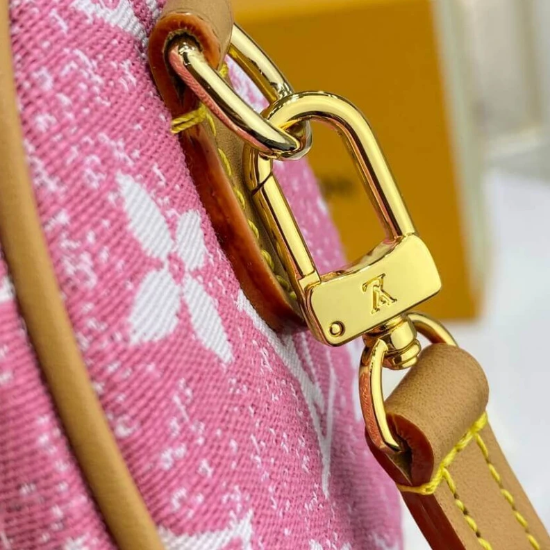 Replica bags Strap dro Louis Vuitton Monogram Jacquard Denim Nano Speedy Pink