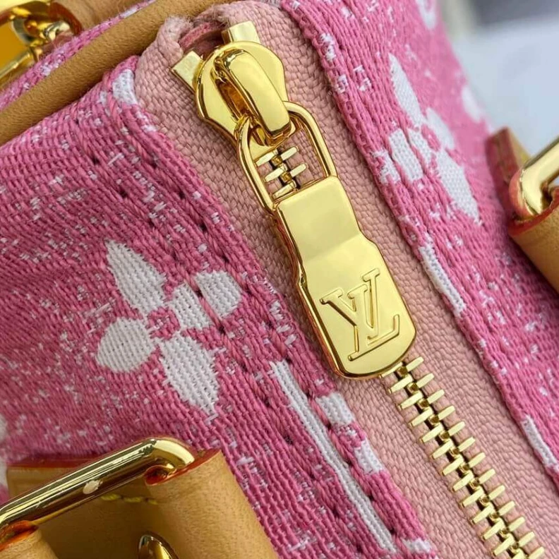 Replica bags Strap dro Louis Vuitton Monogram Jacquard Denim Nano Speedy Pink