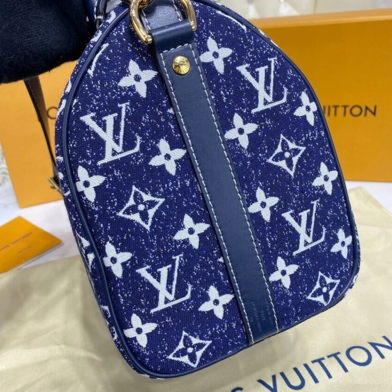Replica bag Goldcolor Louis Vuitton Monogram Jacquard Denim Speedy Bandouliere 25 Blue