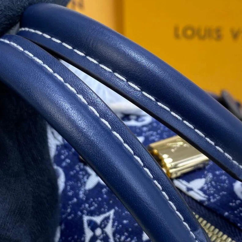 Replica bag Goldcolor Louis Vuitton Monogram Jacquard Denim Speedy Bandouliere 25 Blue