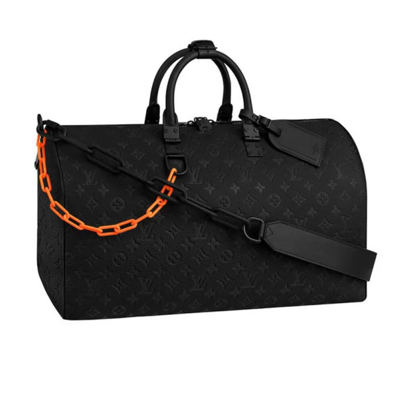 50.0 x 29 Louis Vuitton Monogram Leather Keepall Bandoulière 50 Black