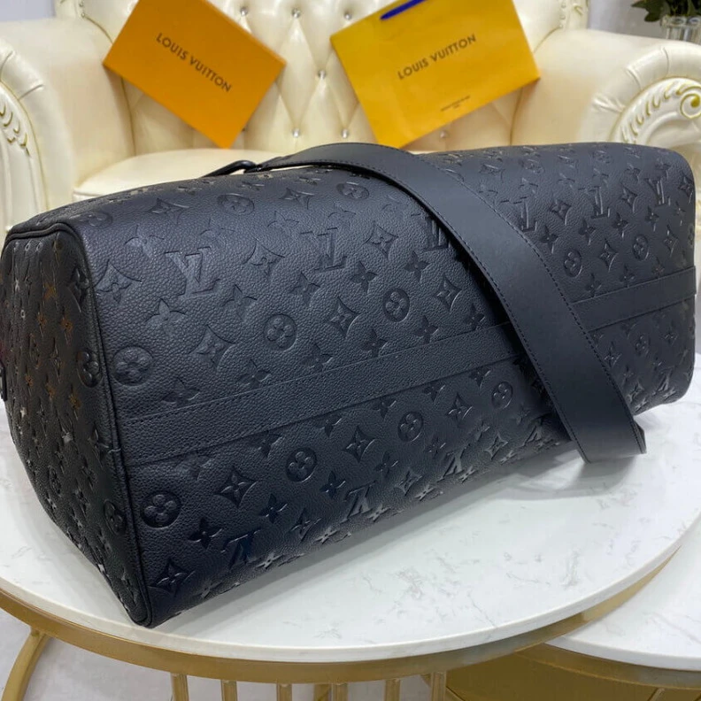 Replica bags 50.0 x 29 Louis Vuitton Monogram Leather Keepall Bandoulière 50 Black