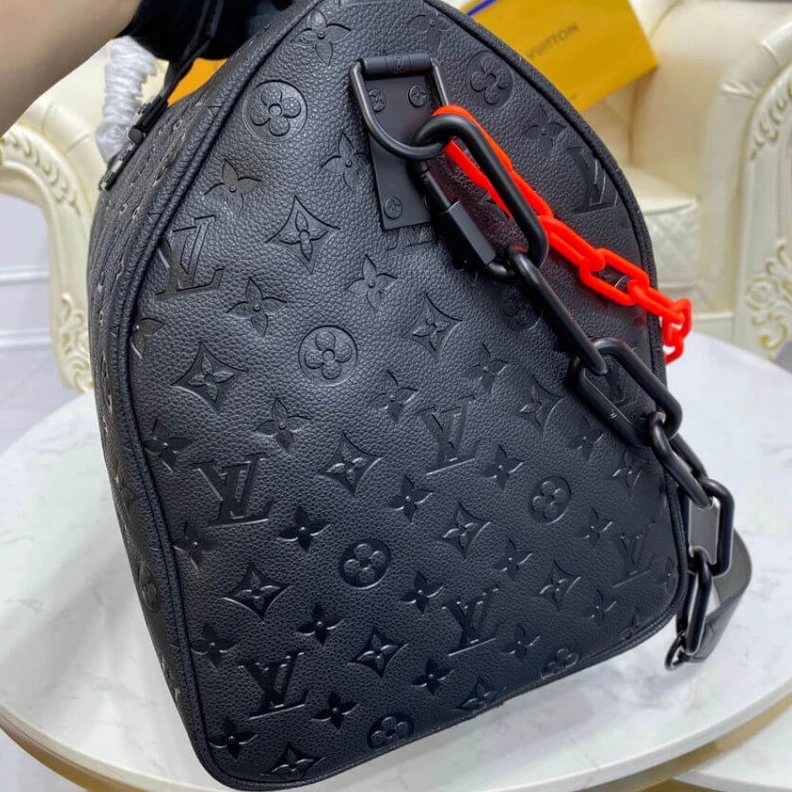 Replica bags 50.0 x 29 Louis Vuitton Monogram Leather Keepall Bandoulière 50 Black