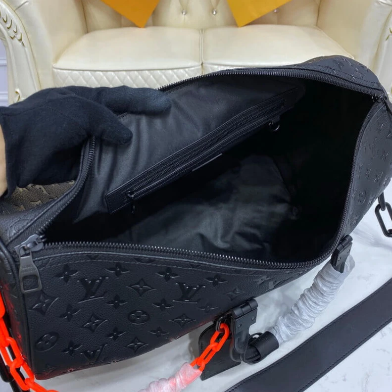 Replica bags 50.0 x 29 Louis Vuitton Monogram Leather Keepall Bandoulière 50 Black
