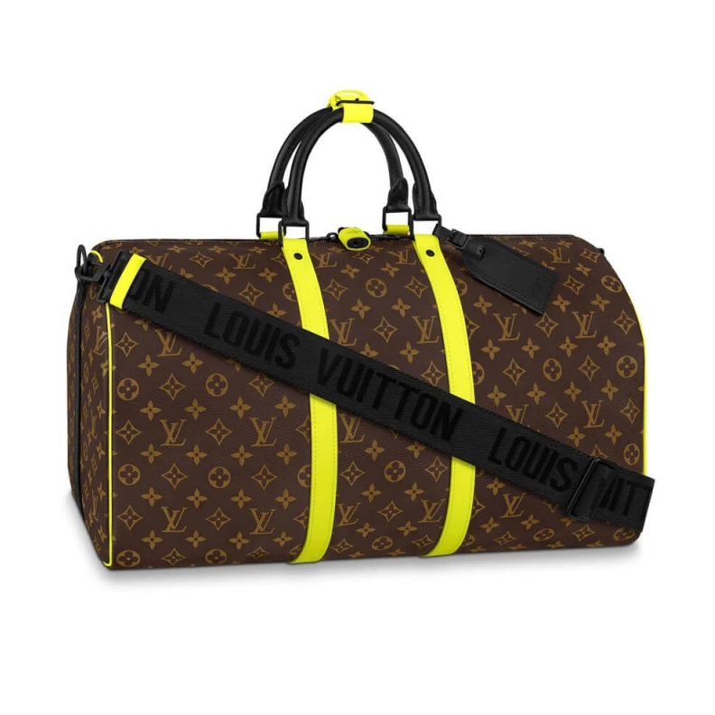Handle: D Louis Vuitton Monogram Macassar Canvas Keepall Bandoulière 50