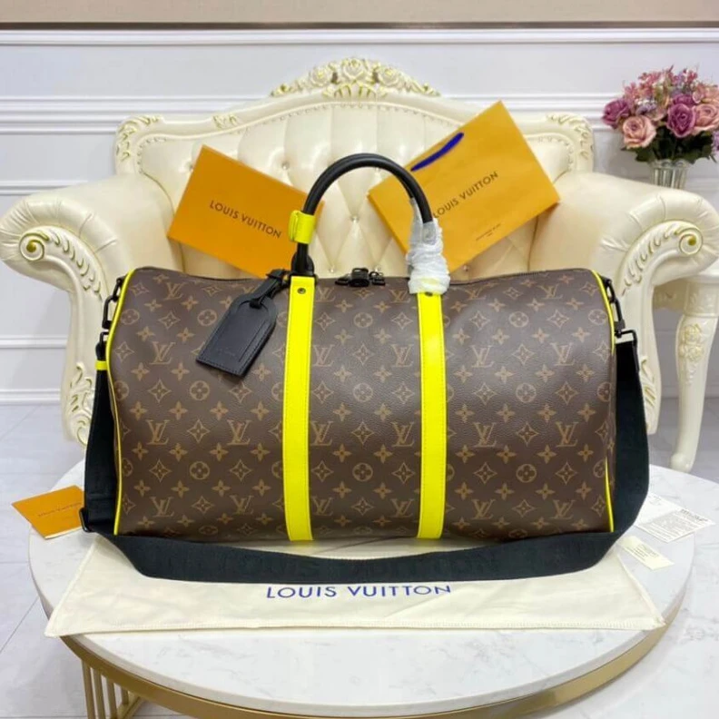 Mythick Handle: D Louis Vuitton Monogram Macassar Canvas Keepall Bandoulière 50