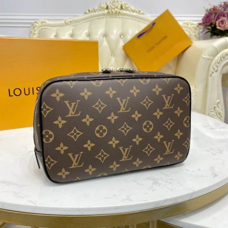 Replica bags lv Coated ca LV Monogram Macassar Toilet Pouch GM