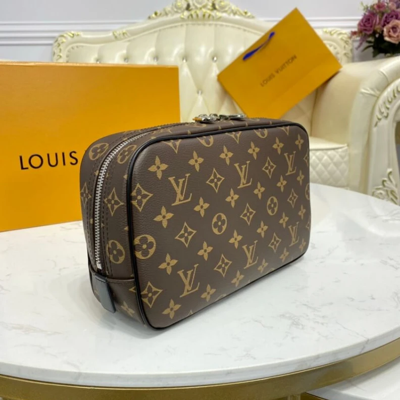 Replica bags lv Coated ca LV Monogram Macassar Toilet Pouch GM