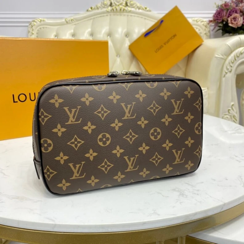 Replica bags lv Coated ca LV Monogram Macassar Toilet Pouch GM
