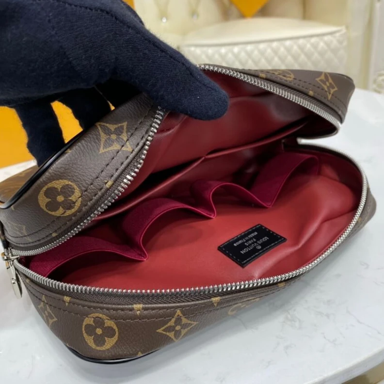 Replica bags lv Coated ca LV Monogram Macassar Toilet Pouch GM