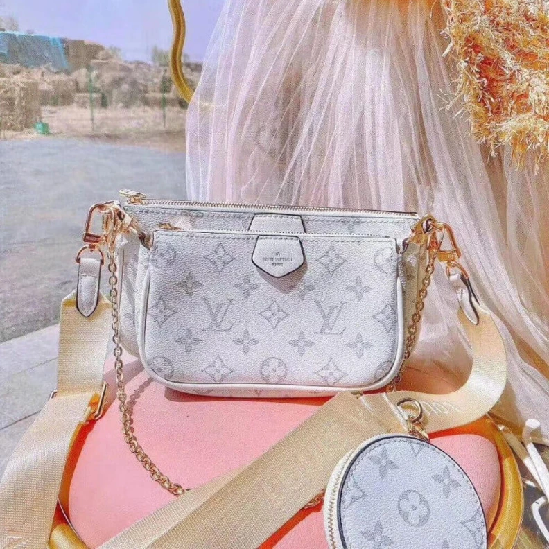 Natural c Louis Vuitton Monogram Multi Pochette Accessoires White