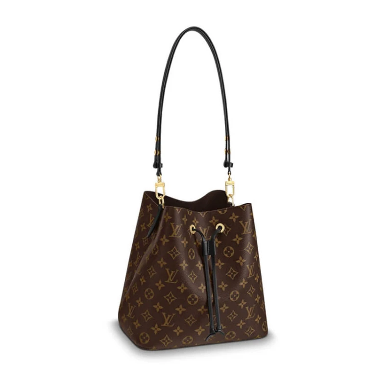 Goldcolor Louis Vuitton Monogram Neonoe MM Bucket Bag Black
