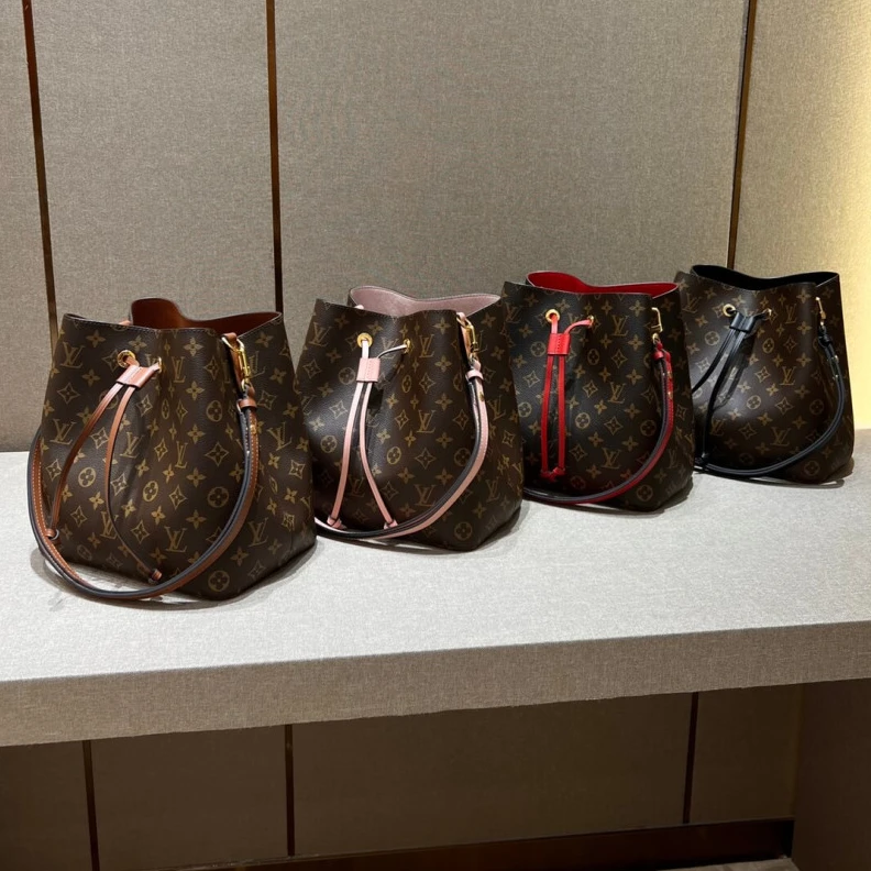 Replica bags lv Metal eye Louis Vuitton Monogram Neonoe MM Bucket Bag Caramel