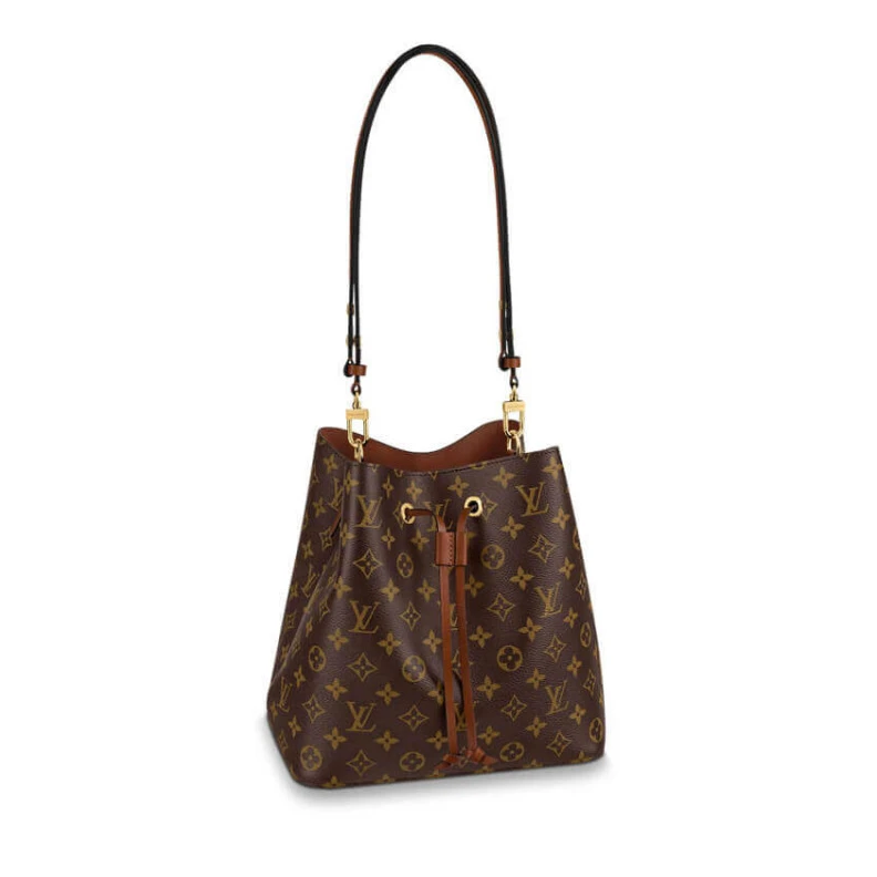 Metal eye Louis Vuitton Monogram Neonoe MM Bucket Bag Caramel
