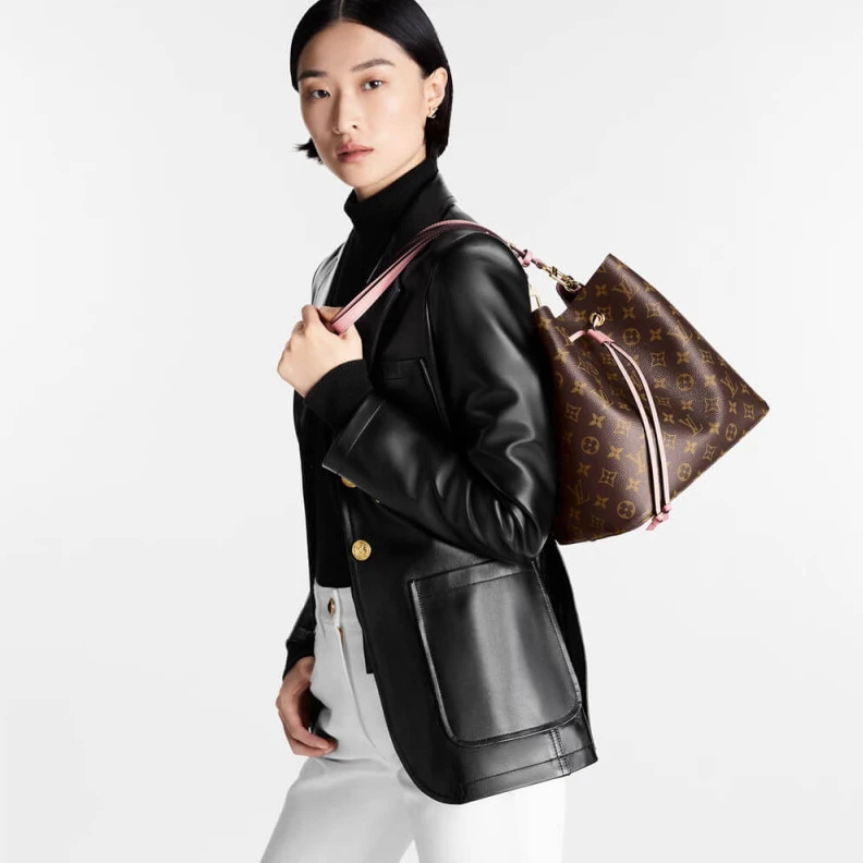 Replica bags Drawstrin Louis Vuitton Monogram Neonoe MM Bucket Bag Pink