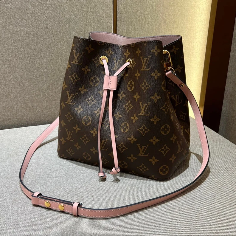 Replica bags Drawstrin Louis Vuitton Monogram Neonoe MM Bucket Bag Pink