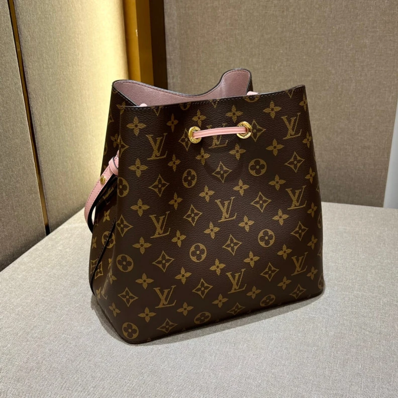 Replica bags Drawstrin Louis Vuitton Monogram Neonoe MM Bucket Bag Pink