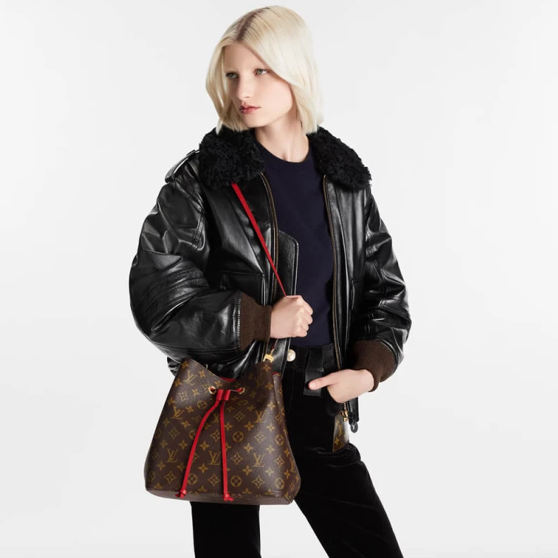 Louis vuitton locations 26 x 26 x Louis Vuitton Monogram Neonoe MM Bucket Bag Red