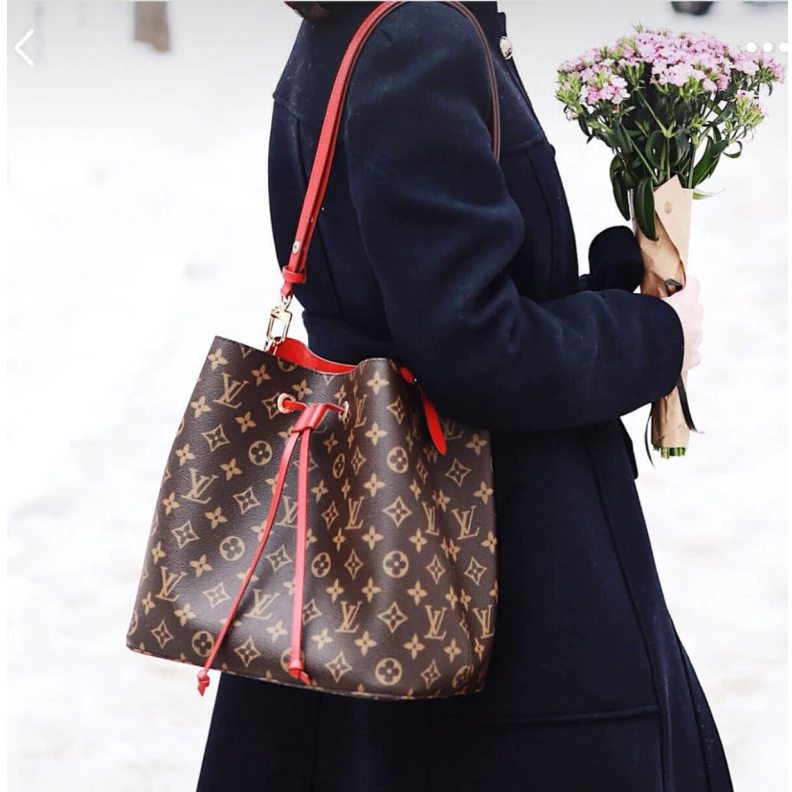 Louis vuitton locations 26 x 26 x Louis Vuitton Monogram Neonoe MM Bucket Bag Red