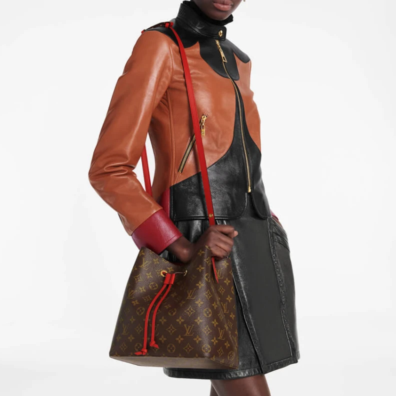 Louis vuitton locations 26 x 26 x Louis Vuitton Monogram Neonoe MM Bucket Bag Red