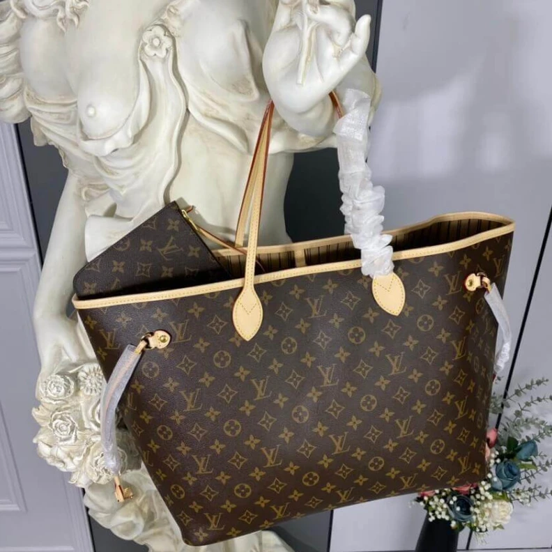 Mythick.ru Flat, tex Louis Vuitton Monogram Neverfull GM Beige