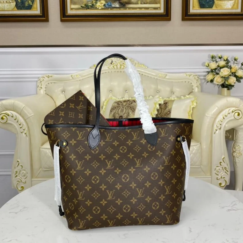 Replica bags 31 x 28 x Louis Vuitton Monogram Neverfull MM Black Red