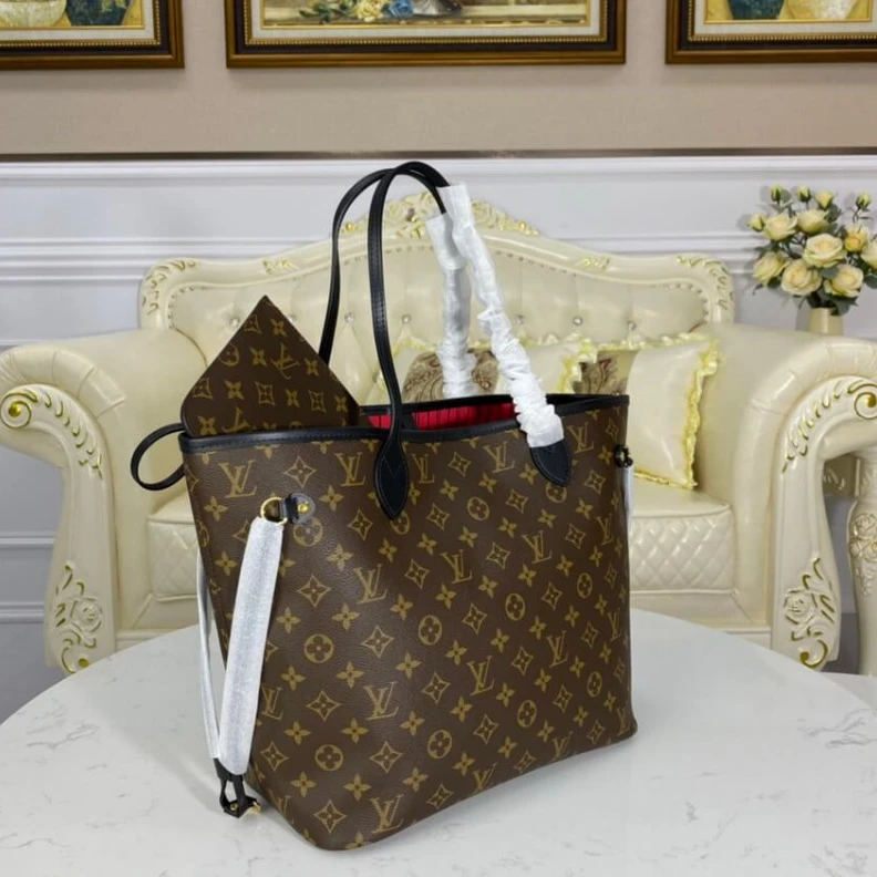 Replica bags 31 x 28 x Louis Vuitton Monogram Neverfull MM Black Red