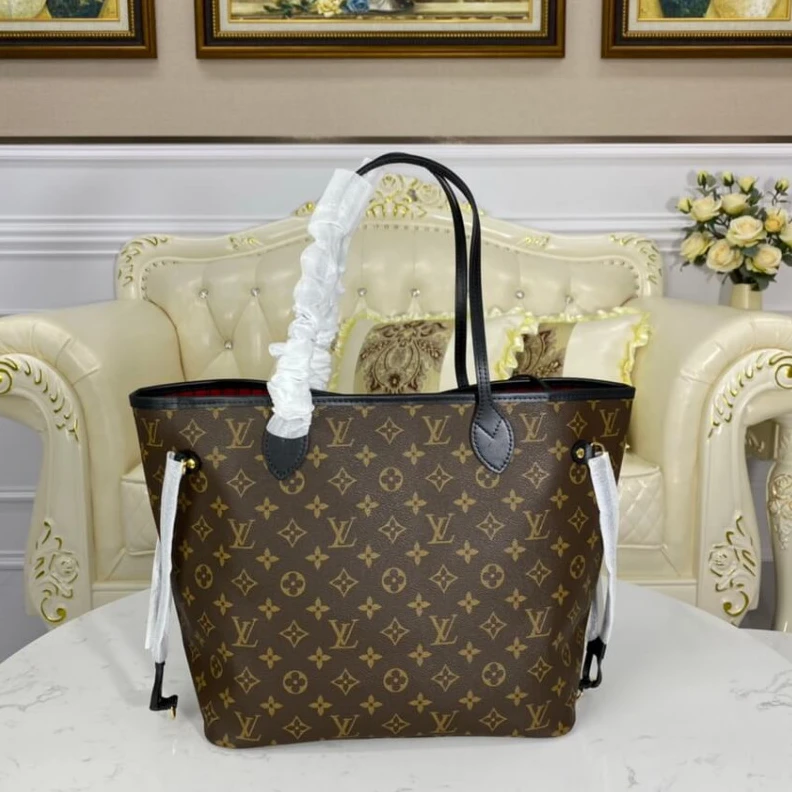Replica bags 31 x 28 x Louis Vuitton Monogram Neverfull MM Black Red
