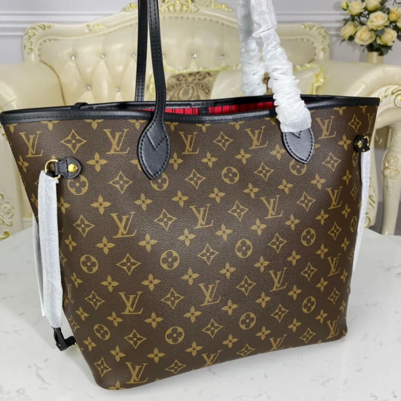 Replica bags 31 x 28 x Louis Vuitton Monogram Neverfull MM Black Red